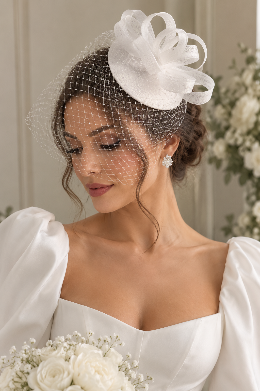 Elegant Bridal Cap with Veil 003