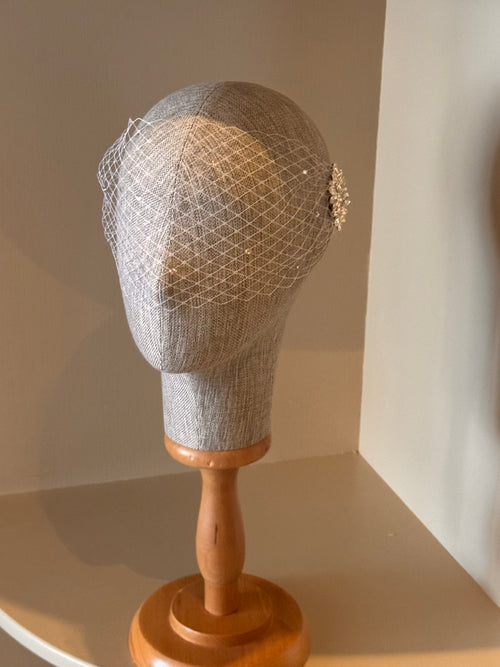 Crystal Bridal Comb with Birdcage Veil 002