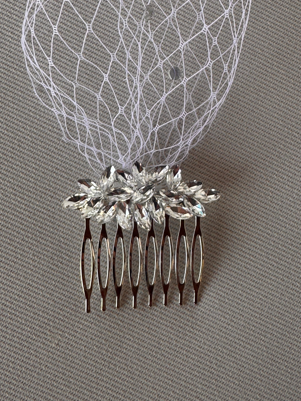 Crystal Bridal Comb with Birdcage Veil 002
