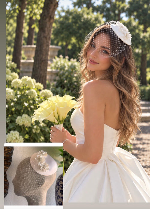 Elegant Bridal Cap with Veil 002